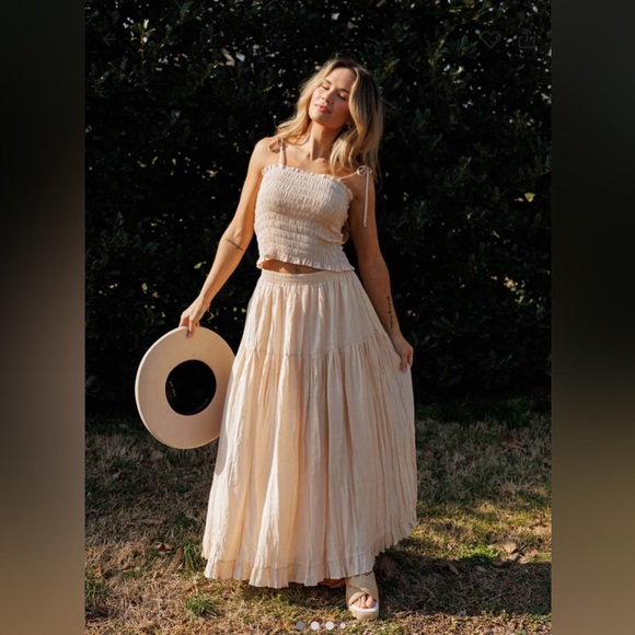 Lane 201 Dresses & Skirts - NWT Cream Smocked Crop Top and Maxi Skirt Set